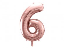 Folinis balionas "6", rožinis auksas (86cm)
